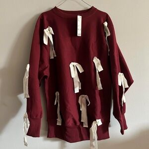 Urban Outfitters Burgundy Sweatshirt with Cream Accents